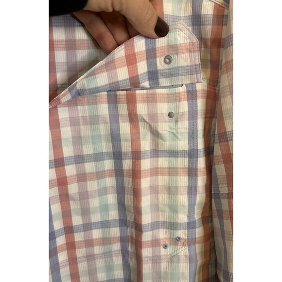 COOLIBAR Nassau Fishing Shirt Men Large Pastel Gingham Button Up UPF 50+ - Picture 6 of 16